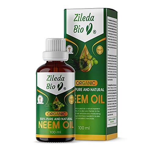 Zileda Aceite Neem Plantas - 100 ml - 100% Puro [Multiusos] Cabello, Piel, Aceite Neem Insecticida Natural Ecológico Anti Cochinilla Algodonosa, Pulgones, Mosca Blanca, Araña Roja