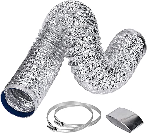 Zoutpy Tubo de ventilación de 1,5 m, lámina de aluminio, doble capa, tubo de aire engrosado, 10,7 cm de diámetro, manguera flexible para secadora, campana extractora