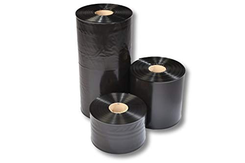 1 rollo de 450 mm de ancho x 250 m de largo, tubo de plástico para embalaje, tubo de plástico, tubo de embalaje, color negro, soldable, opaco