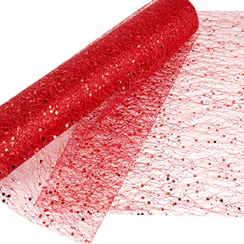 10metros Rollo Tul Tela Tul Rojo Carrete Tulle Ancho 30cm Decoración Hogar Boda Navidad Fiesta Manualidades Envolver Regalos Cinta Lazos (rojo)