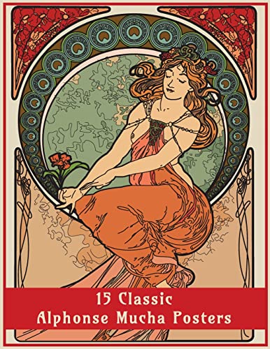 15 Classic Alphonse Mucha Posters: An Art Nouveau Coloring Book (Fantasy Art Colouring Books)