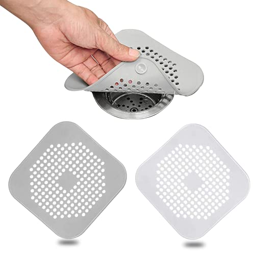 2 Piezas Silicona Protector de Drenaje, Filtro para Fregadero para Cocina Baño, Tapa de Drenaje de con Ventosas Fuertes, Cubierta del DREN de Bañera Colador