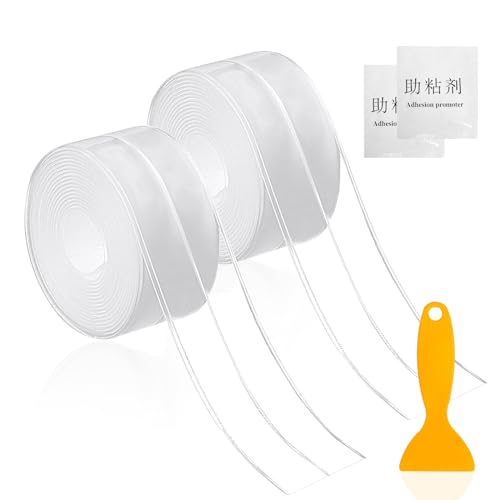 2 Rollos Cinta Sellado Impermeable Autoadhesiva,Cinta de Sellado para Baño y Cocina,PVC Cinta Selladora para Bañera, Ducha, Cocina (1)