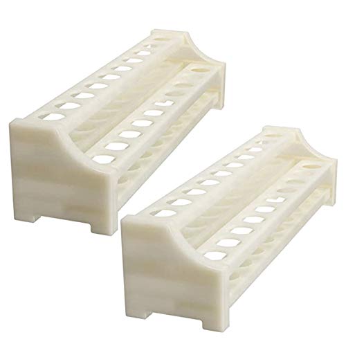 2PZ Soporte de Tubo de Ensayo de Plástico Blanco Rack de Tubo de Ensayo Soporte para Tubos de Centrífuga Desmontables para Tubos de Ensayo de Laboratorio Escolar 2 Capas para 15mm Tubo de Ensayo