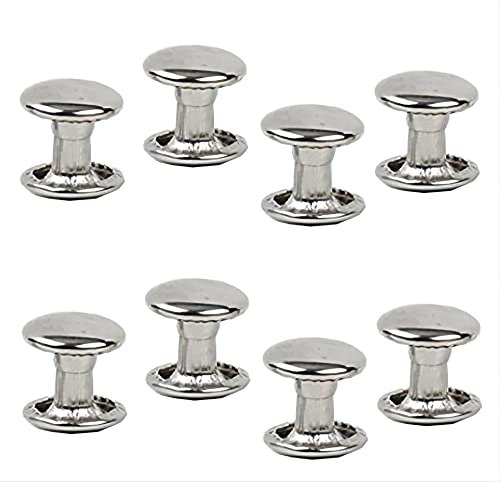 300 juegos de remaches de cuero de acero inoxidable plateado doble tapa remaches tubulares de metal para reparaciones de decoración de manualidades, accesorios de cuero, cinturones (6 mm, plata)