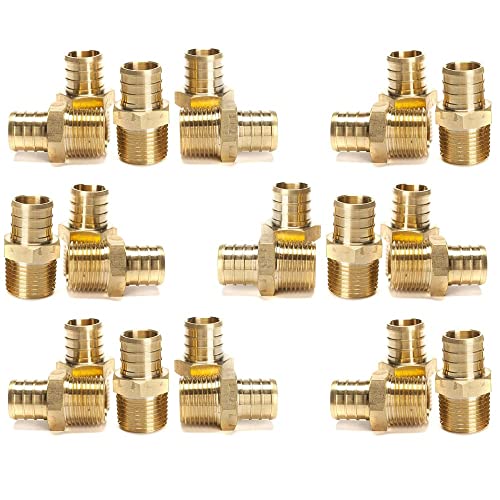 3/4 x 1/2 PEX Male NPT Thread Adapter - Crimp Fitting 10 in Pack