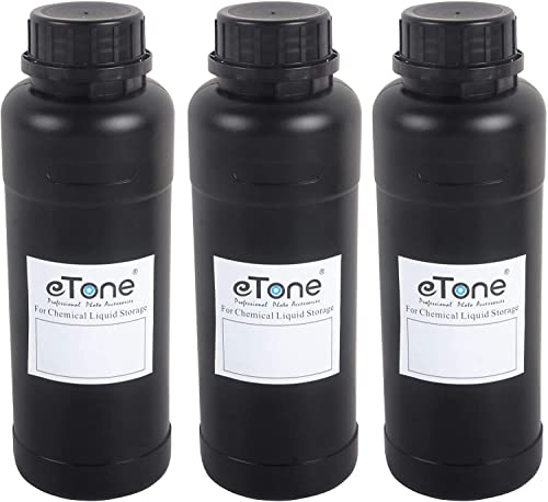 3X 500ml Botella de Plástico de Almacenamiento de Productos Químicos de Laboratorio Cámara Negra para Desarrollo de Películas. (3X Negro)