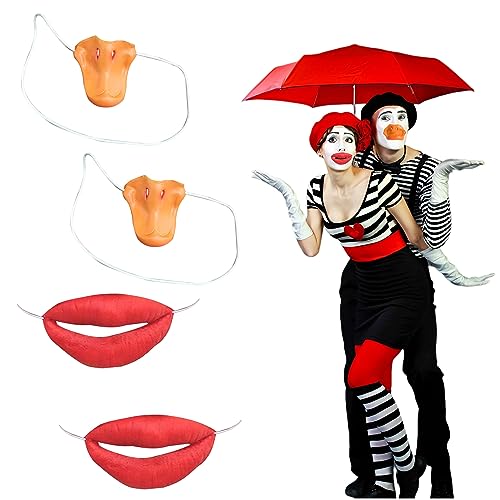 4pcs Halloween Grandes Labios Rojos Bocas de Pato Labios Rojos Nariz Goma Halloween para Fiesta Juguete de Fiesta con Nariz de Pato para Suministros de Fiesta de Halloween Cosplay (A)