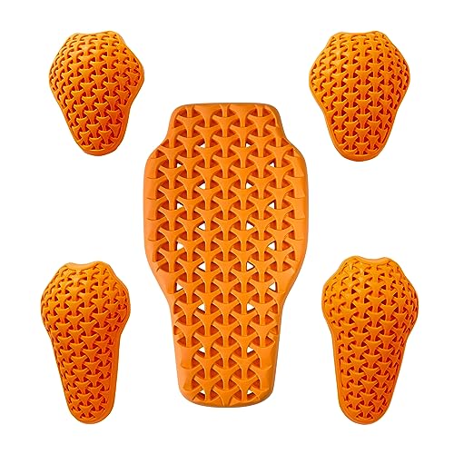 5 Piezas Protector de Espalda para Motocicleta (CE-1) Protector de Codo y Hombro (CE-2) Protección de Almohadillas Suave Flexible Ligero Unisex (Orange,One Size)