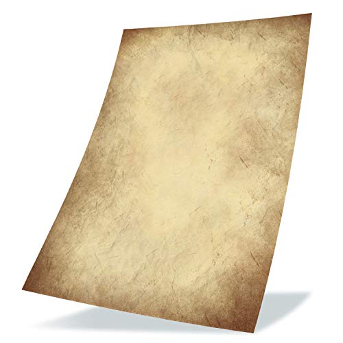 50 piezas de papel de carta vintage A4 100 g/qm papel artesanal antiguo para certificados tarjetas de tesoro tarjetas artesanales, papel con motivos de scrapbooking