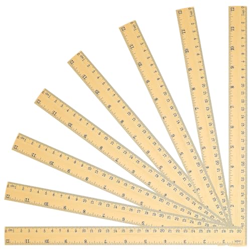 8 reglas de madera de 30 cm, reglas de madera con centímetros y pulgadas, regla de medición de madera, regla de escala arquitectónica para estudiantes, dibujos, profesores de escuela, suministros de