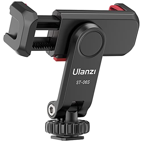 Adaptador de Trípode de Teléfono, ULANZI ST-06S Trípode con Zapata Fría, Monitor de Cámara Rotación de 360º, Adaptador para iPhone Galaxy Huawei Xiaomi Google DSRL Gimbals