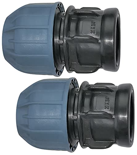 AERZETIX - C51926 - Juego de 2 - Manguito/Adaptador roscado - Reductor de compresión Recto - Racor roscado Hembra 3/4" - para Tubo Ø20mm - en Polipropileno - Conector/reparador