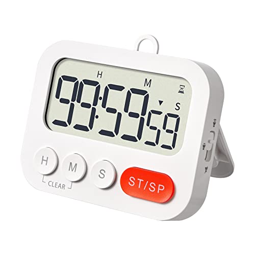 AIMILAR Reloj digital con temporizador de cocina, pantalla grande, temporizador de cocina magnético con alarma fuerte para niños, personas mayores, tareas, aula, yoga, oficina