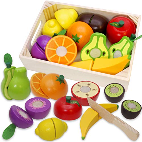 Airlab Verduras Comida Madera Juguete para Cocina, Alimentos Frutas y Verduras Juguete para Cortar Niños, Montessori Educativos Regalo 2 3 4 5 Años