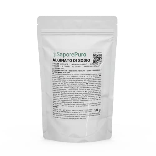 Alginato de sodio en polvo - 50 gr espesante y gelificante para alimentos