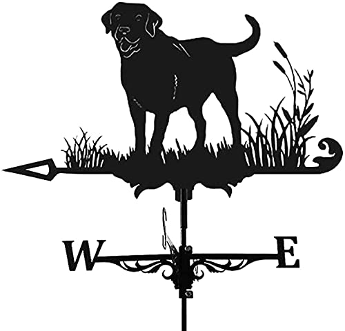 Alnicov Veleta de metal animal para el clima, color negro, estilo vintage, indicador de dirección de viento hueco para jardín al aire libre, decoración de paletas meteorológicas (perro)