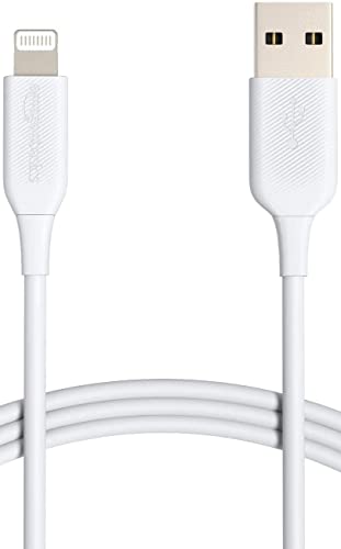 Amazon Basics - Cable Lightning a USB-A, cargador para iPhone certificado por MFi, color blanco, 0,9 m