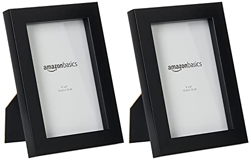 Amazon Basics Rectangular Marco para fotos, 2 Unidad, Negro, 10 x 15 cm