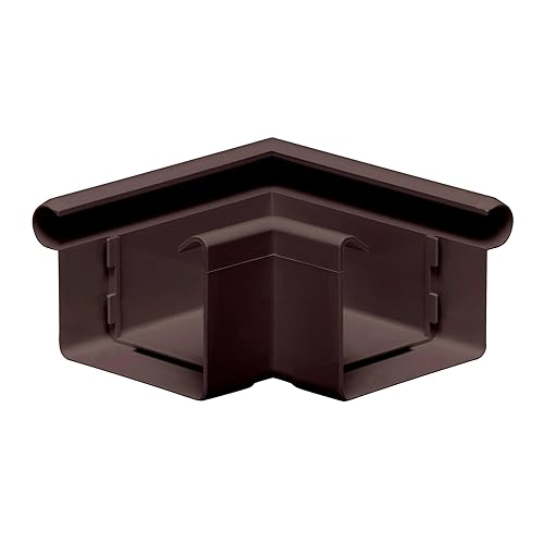 Ángulo para canalón 90 grados en forma de caja ángulo exterior, PVC NW 68 reborde marrón oscuro exterior, pieza de unión accesorios para canalón, Made in Germany INEFA