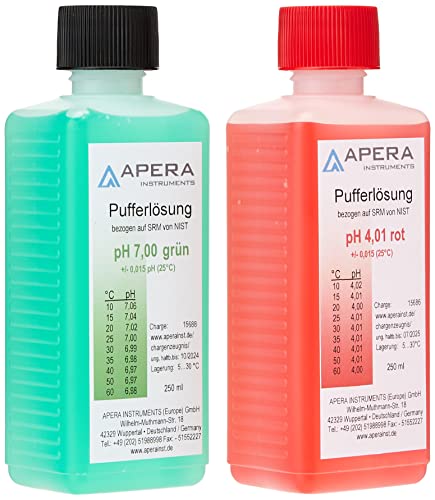 apera Instruments PH Calibración Soluciones Juego 4.0.1/7.00 250 ml cada uno, 1)