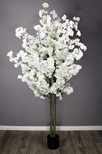 Árbol de Flor de Cerezo Artificial Planta Artificial de árbol de Cerezo Planta de Interior de árbol de Flor de Cerezo Artificial (Blanco 160 cm)