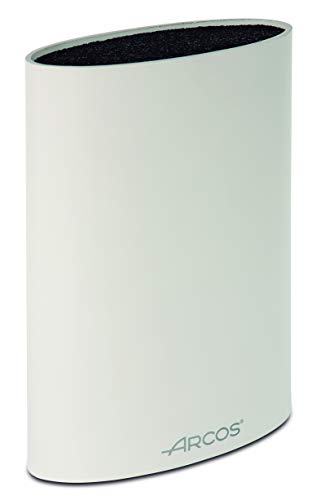 ARCOS Taco Ovalado Protector de Cuchillos hasta 20 Cm, Bloque para Cuchillos de Diseño Moderno Fabircado en Caucho Termoplástico, 220 x 160 x 65 Mm, Color Blanco