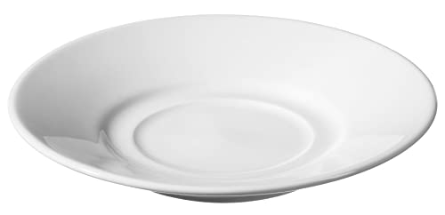 aro Juego Platos para tazas de café, 6 piezas, porcelana, Ø 12.6 cm, 150 ml, blancos, platillos apilables, aptos para lavavajillas y microondas