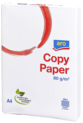 aro Papel de impresión DIN A4 paquete 2500 hojas (5x500) - 80g/m2 - folios blancos - Papel profesional universal para impresoras láser y de inyección de tinta, ideal para facturas, negocios, oficina