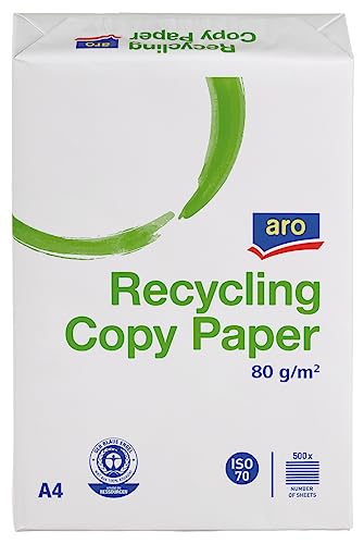 aro Papel reciclado para impresora, DIN A4, 80 g/m², ISO 70, 2500 hojas (5 x 500)