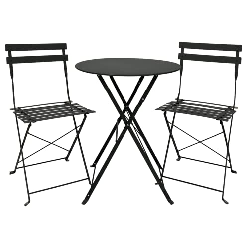 ASTAN HOGAR Conjunto de Mesa + 2 Sillas Plegables, Balcón/Terraza, AH-GR10010GR, Gris,