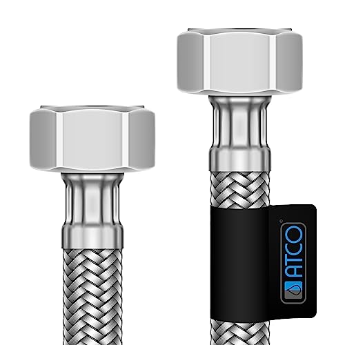 ATCO® - Manguera flexible reforzada de 3/4" IG x 3/4" IG – Manguera de conexión flexible de acero inoxidable para agua potable, varias longitudes (3/4" IG x 3/4" IG x 60 cm)