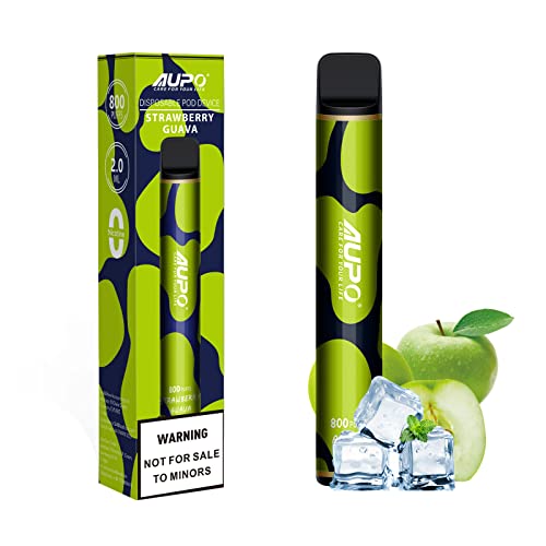 AUPO Desechable Vape 800 Puffs, No Nicotine Vape Pens Puff Kit E-Liquid para Cigarrillos Electrónicos con 10 Sabores de Frutas (Manzana - 1 pieza)