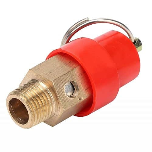 AUTOZOCO Válvula de Seguridad BSP para compresor de Aire 1/4 Rojo - Depresor Seguridad para Motor neumatico - Valvula sobrepresion - Valvula +5bar