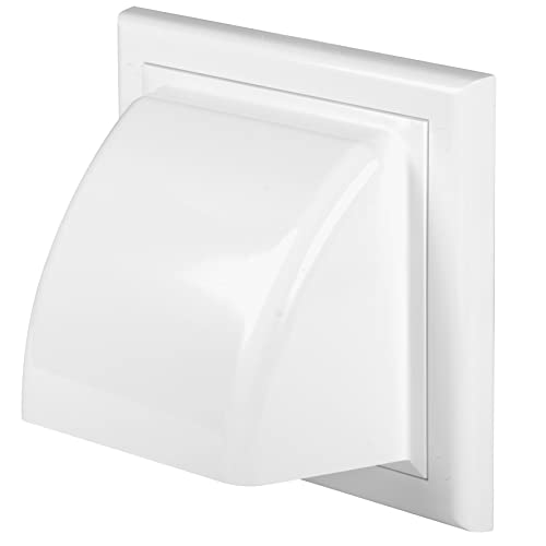 AWENTA Rejilla de escape de Ø100 mm, plástico ABS blanco, con válvula de retención - abertura de secado - abertura de escape - cubierta de ventilación externa - Ø 10 cm (19 x 19 cm), blanca.