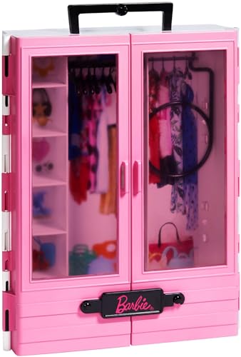 Barbie Fashionista Armario portable para ropa y accesorios de muñecas (Mattel GBK11)