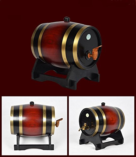 Barril de madera de roble para almacenamiento o envejecimiento de vino y licores, de 1,5 a 20 l, rojo vino, 10 L
