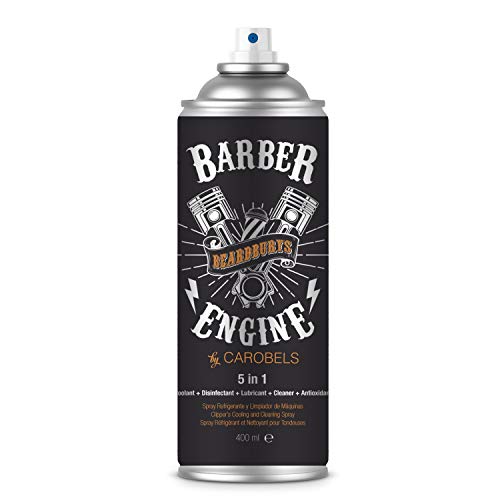 Beardburys Spray 5 en 1 | Spray Limpieza y Desinfectante Maquina de Cortar el Pelo, Refrigera, Lubrica y Aplica Capa Antioxidante, Desinfectante Barbería, 400ml