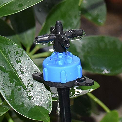 Bebedero cronometrado 40PCS 8L GOTEROS Cross Flecha cuentagotas de 4 vías de agua de débito riego por goteo cuentagotas de presión de compensación emisor regulador de agua para grifo exterior