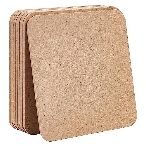 BENECREAT 10 PCS Aglomerado de Madera MDF, Tablero de Aglomerado para Cortar Y Pegar Cuadrados, Tablero de Fibra Artesanal, para Marco de Fotos Accesorios Decorativos, 10x10cm