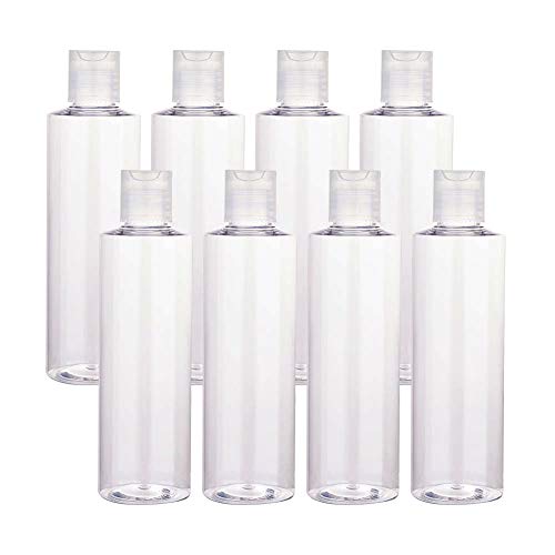 BENECREAT 8 Pack 250ml Botellas Transparente Contenedores Vacíos de Plástico Pet para Jabón de Manos Limpiador Facial, Botellas Recargables y Portátil