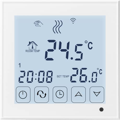 Beok TDS23WIFI-EP Termostato Digital Programable para Calefacción Eléctrica Debajo del Piso, Control De La Temperatura De La Habitación con Teléfono Inteligente Blanco, Blanco, 230.00 V