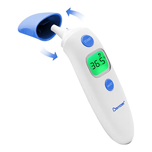 Berrcom Termómetro Digital Frente y Oído, Multifunción 2 en 1 Termómetro Bebés Adultos, con lectura instantánea, alarma de fiebre, pantalla LCD, conmutador °C/°F