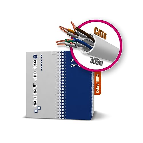 Bitel Cable Ethernet Cat6 Caja 305m | Cable UTP Cat6 Blanco | Cable Ethernet 305m | Cable Interior Cat6 | Cable 24 AWG Cobre 100% | Cable U/UTP Interior Cat6 | Cable Lan Red Cat6 | Cable clase D