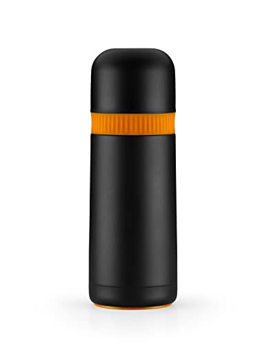 BRA ENJOY - Termo para liquido capacidad 0,5L, acero inox 18/10 doble pared, sin BPA, mantiene calor 12H y frío 24H, color negro y naranja