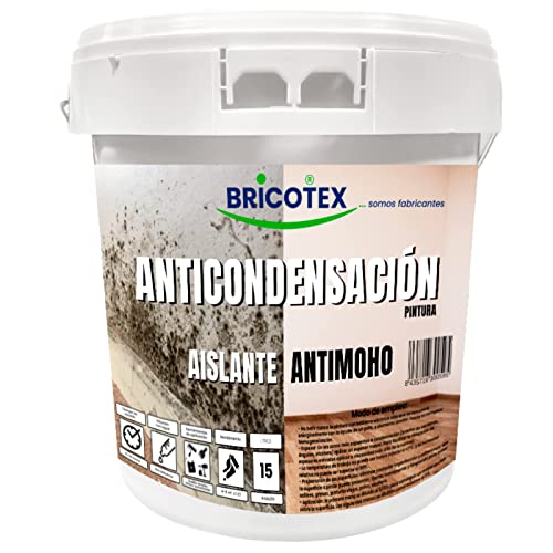 Bricotex - Pintura Blanca Anticondensación y Antimoho C350 - Aislante Térmica y Acústica - Ideal para Paredes con Condensación - Acabado Mate Extremo - Lavable y de Secado Rápido, Blanco, 4 Litros