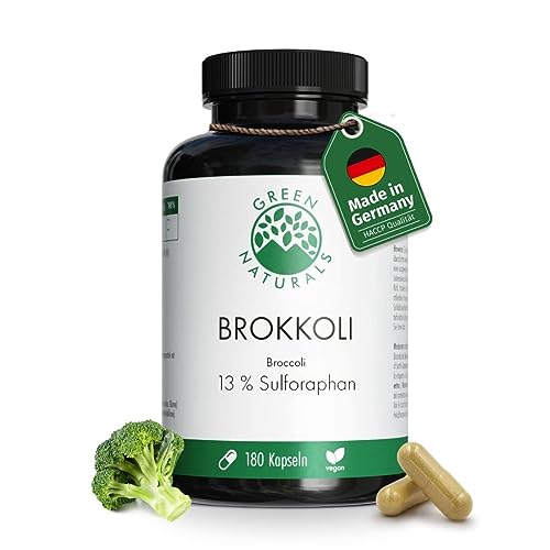 Broccoli (180 cápsulas á 550mg) - 13% sulforafano (71mg) - Producción alemana - 100% Vegano y sin aditivos - Suministro para 6 meses