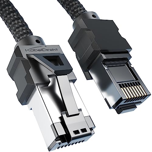 Cable de Red Cat 8, Cable Ethernet, Cable LAN – 3m – Edición Gaming con Protección Pesada (Conector RJ45/Cat 8.1, Transmite Velocidades de Datos Hasta 40Gbit/s para Gaming/PC/PS5/Xbox) – KabelDirekt