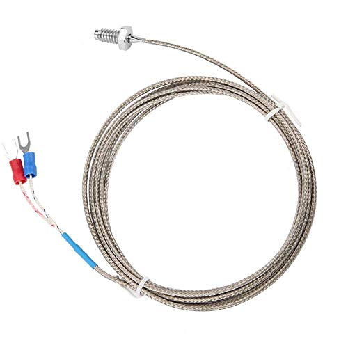 Cable del Sensor de Temperatura M6 BSW Sonda de Medición de la Temperatura de la Rosca de Tornillo Tipo K Sensor de Termopar con Cable de 1-5 metros(2M)