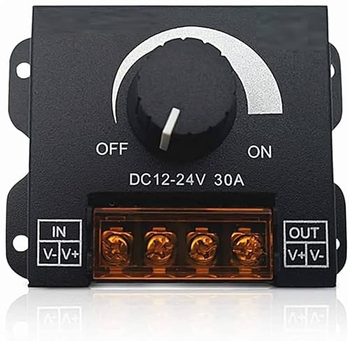 CABLEPELADO Controlador Dimmer de intensidad tira led | Regulador de intensidad para luces | Controlador de Atenuación LED | 12V-24V CC 30A | Apto para Tira de LED de un solo color